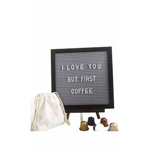 MultiTed Gray Felt Letter Board W/ Espresso Wooden Frame Stand & 362‎ Characters